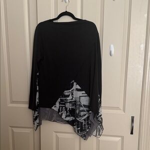 Elegant Black and Gray Women's Long Sleeve Top